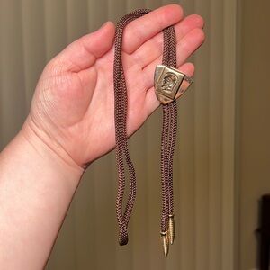 Vintage Hickok USA Roman Spartan soldier brown cord bolo tie